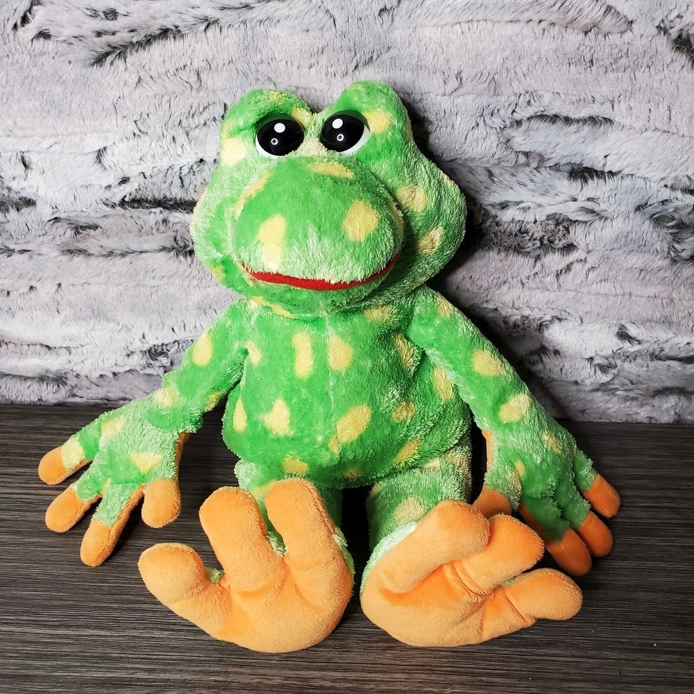 CHOSUN Silky SOFT Lime Green And BRIGHT Yellow Spotted 14" PLUSH Stuffed Frog